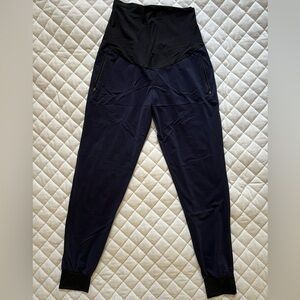BeMaternity Black and Navy Maternity Scrub Pant.